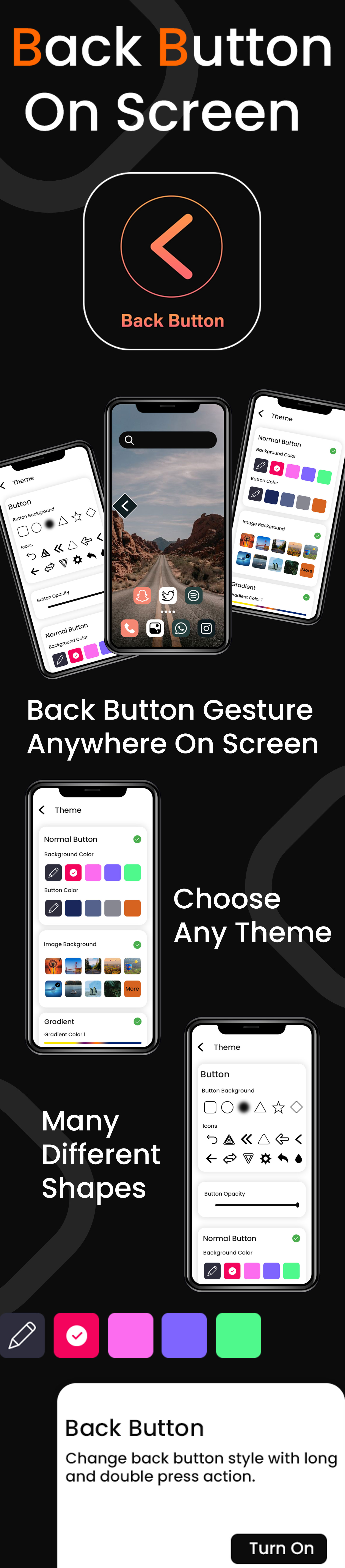 Back Button Gesture - Anywhere On Screen - Navigation Gesture - Swipe to Back - One Hand Operation